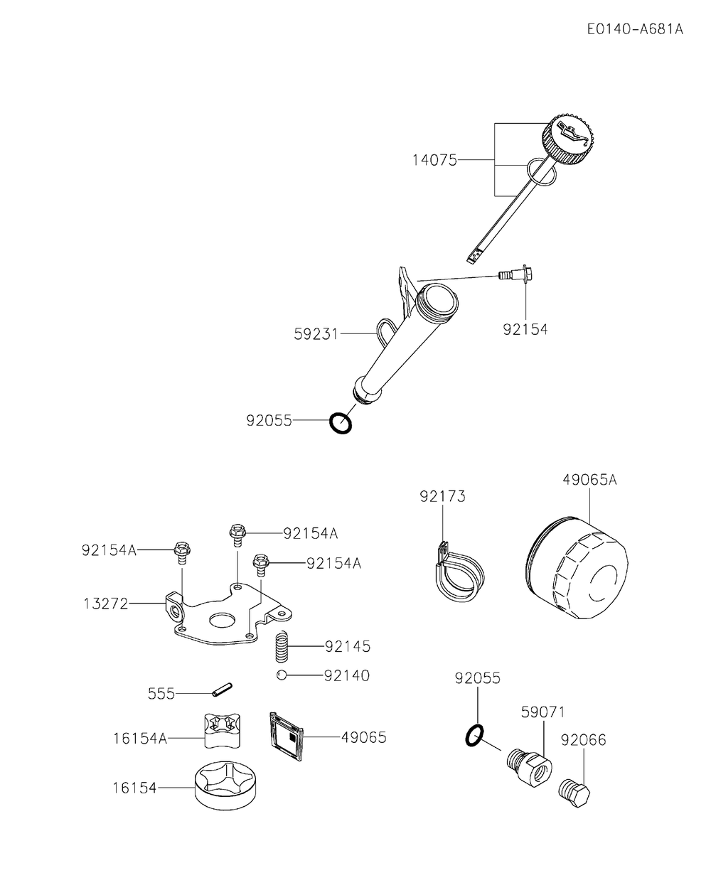 Lubrication Equipment Diagram and Parts List for FS600V-DS34  Cub Cadet Engine